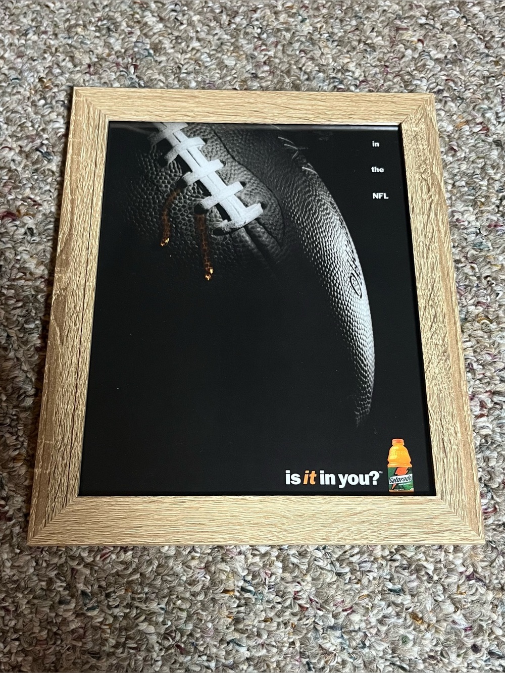 Vintage Black & Natural Football Poster Frame